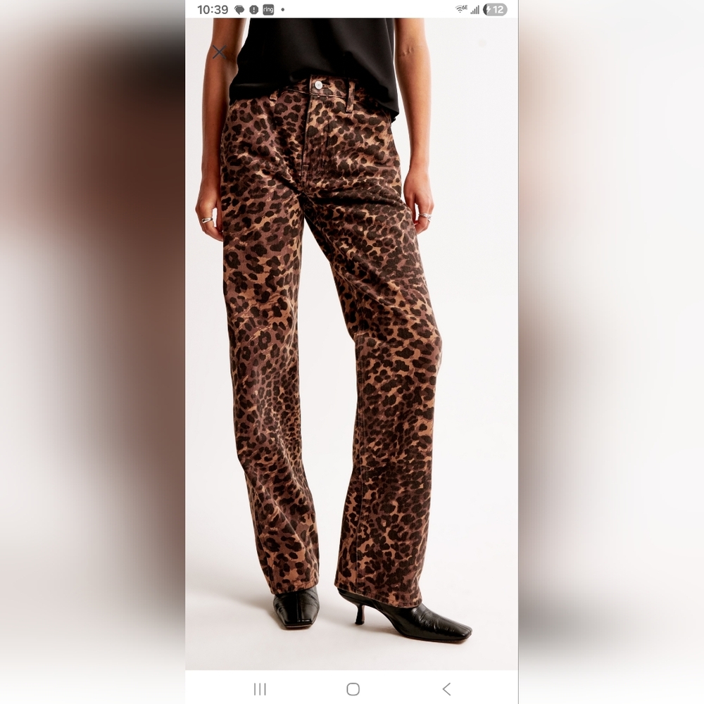 Abercrombie & Fitch Brown Leopard Print Wide-Leg Jeans